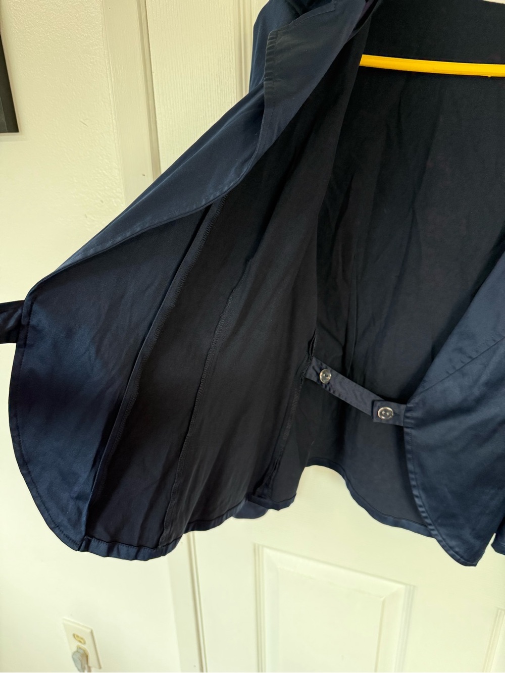 Linea by Louis Dell'Ollio Deep Navy Satin Wrap Blazer - Picture 6 of 7
